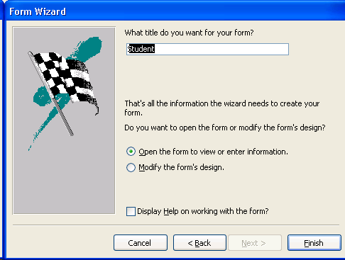 Image result for form wizard in ms access 2003
