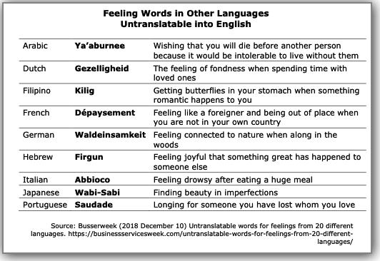 Feelings untranslatable into English