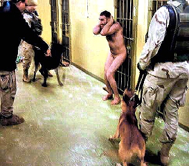 Abu Ghraib: Prisoner Threatened by Dogs