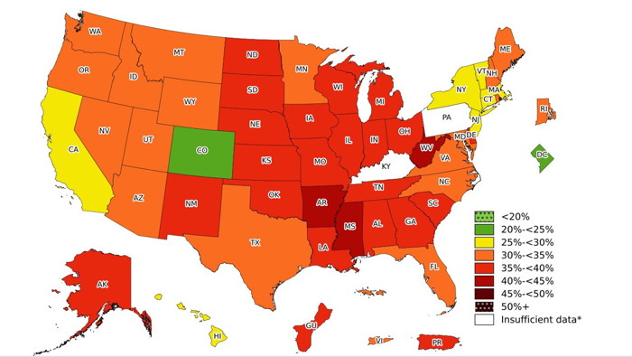 US
            Map Obseity by States 2021-2023