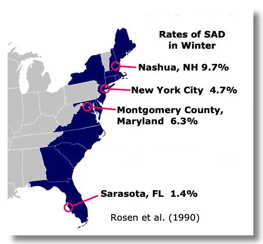 SAD Rates in
            US East Coast
