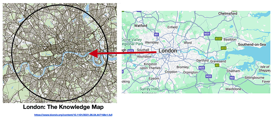 Map of "The
          Knowledge" of London