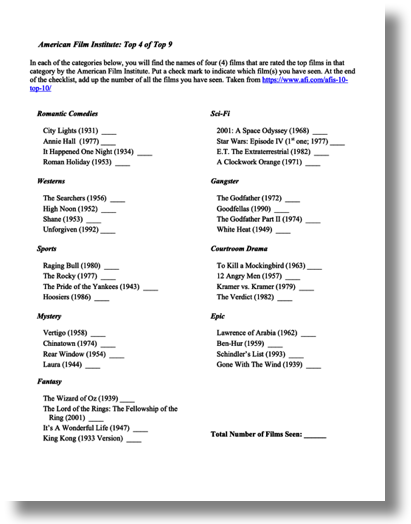 AFI top 4
                  films