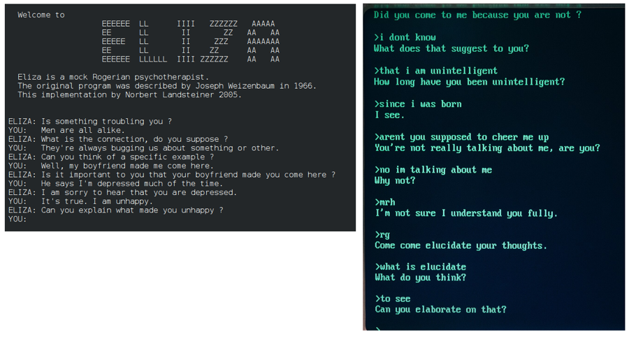 ELIZA Two
                    example texts