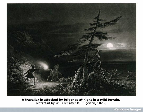 A traveller attacked at
                      night