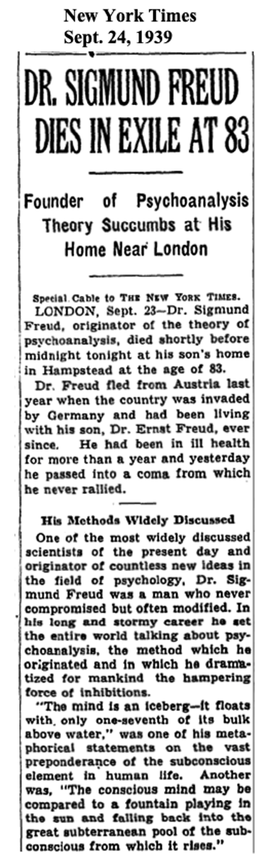 Freud
                            Obituary NYT