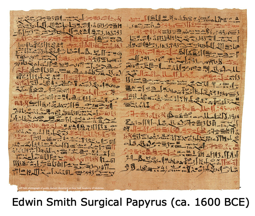 Edwin
                    Smith Surgical Papyrus (ca. 1600 BCE)