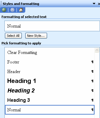 StylesAndFormatting TaskPane